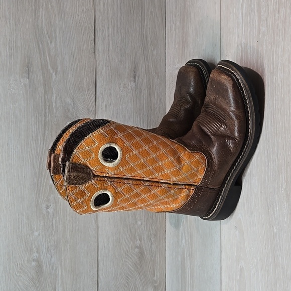 Justin Kids Western 4616JR Cowboy Leather Boots shoes sz 12.5D - Picture 1 of 12